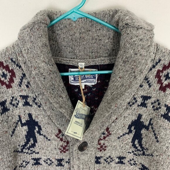 Schott Bros. Bromley Wood Blend Shawl Collar Cardigan Gray Large NWT - Picture 2 of 7